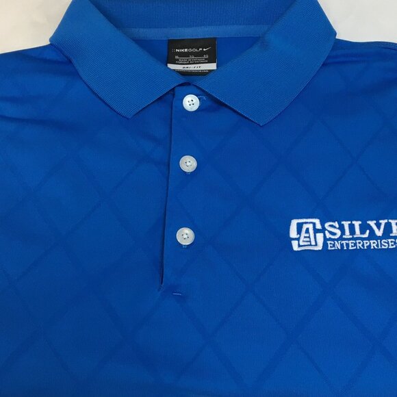 NIKE GOLF POLO SHIRT -XL BLUE SILVEY ENT. - DIAMOND DRI-FIT STRETCH PERFORMANCE - Picture 3 of 12